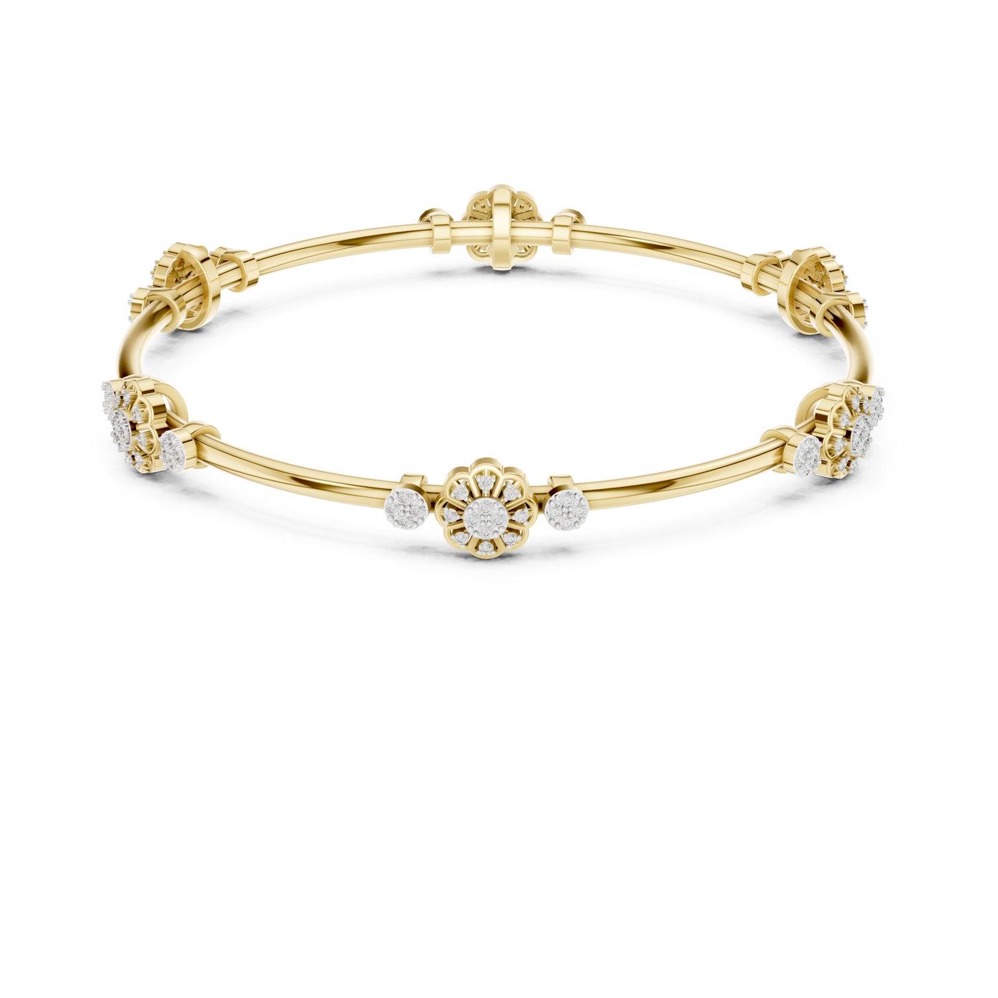 18K Yellow Gold Round Lab-Grown Diamond Bracelet for Women | Everyday Wear | Pure Carat