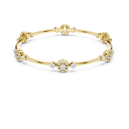 18K Yellow Gold Round Lab-Grown Diamond Bracelet for Women | Everyday Wear | Pure Carat