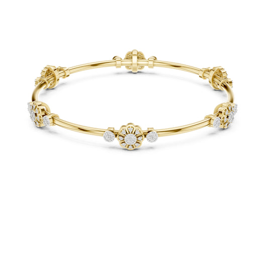 18K Yellow Gold Round Lab-Grown Diamond Bracelet for Women | Everyday Wear | Pure Carat