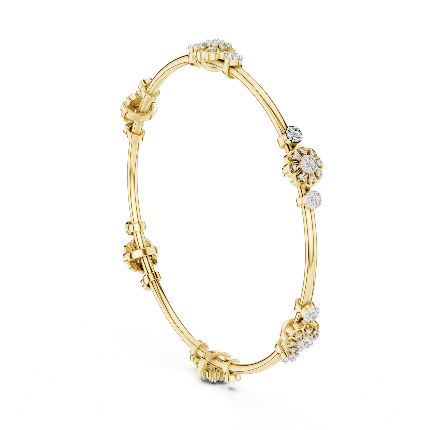 18K Yellow Gold Round Lab-Grown Diamond Bracelet for Women | Everyday Wear | Pure Carat