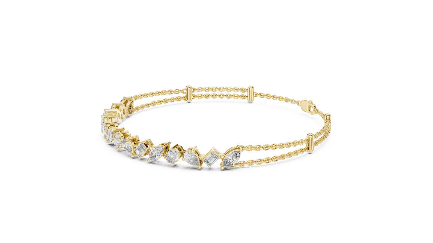 14K Yellow Gold Emerald, Marquise & Oval Lab-Grown Diamond Bracelet for Women – Pure Carat