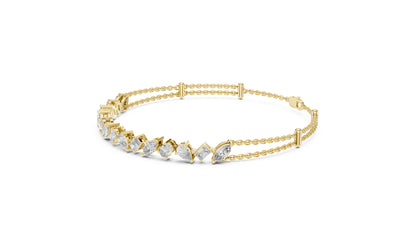 14K Yellow Gold Emerald, Marquise & Oval Lab-Grown Diamond Bracelet for Women – Pure Carat