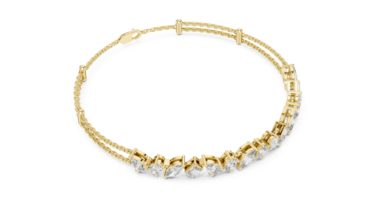 14K Yellow Gold Emerald, Marquise & Oval Lab-Grown Diamond Bracelet for Women – Pure Carat