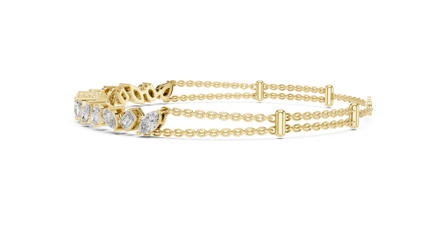 14K Yellow Gold Emerald, Marquise & Oval Lab-Grown Diamond Bracelet for Women – Pure Carat