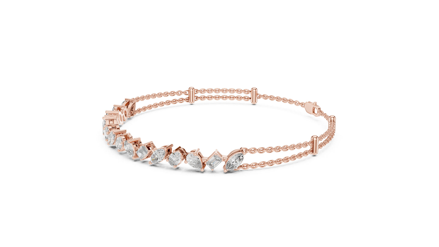 14K Yellow Gold Emerald, Marquise & Oval Lab-Grown Diamond Bracelet for Women – Pure Carat
