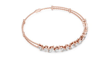 14K Yellow Gold Emerald, Marquise & Oval Lab-Grown Diamond Bracelet for Women – Pure Carat
