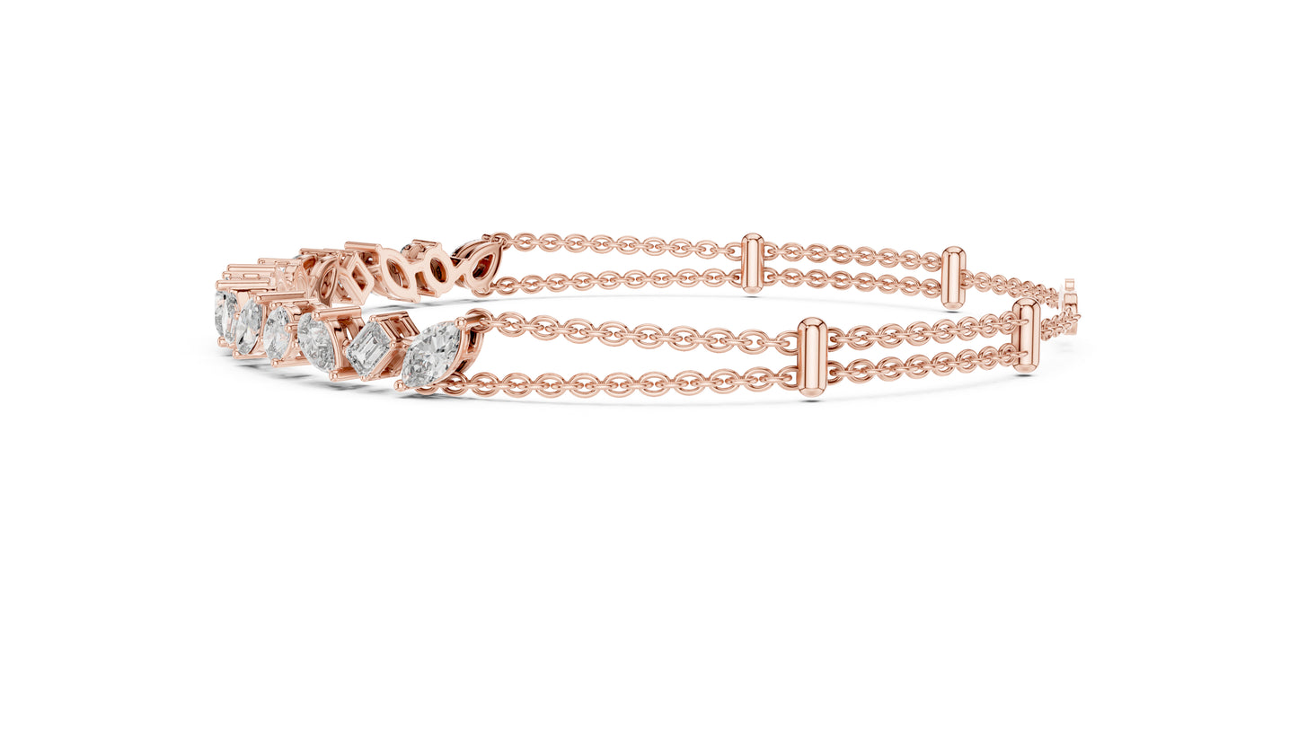 14K Yellow Gold Emerald, Marquise & Oval Lab-Grown Diamond Bracelet for Women – Pure Carat