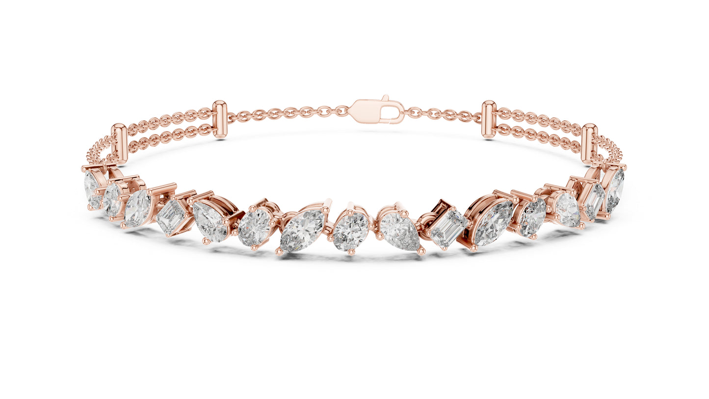 14K Yellow Gold Emerald, Marquise & Oval Lab-Grown Diamond Bracelet for Women – Pure Carat