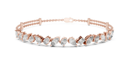 14K Yellow Gold Emerald, Marquise & Oval Lab-Grown Diamond Bracelet for Women – Pure Carat