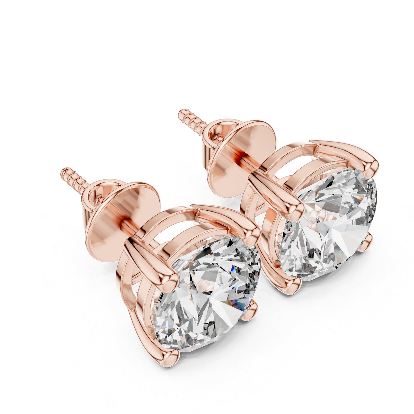 14K Rose Gold Round Lab-Grown Diamond Earrings for Women | PureCarat