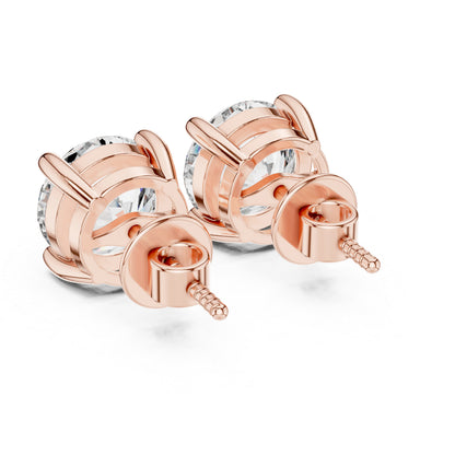 14K Rose Gold Round Lab-Grown Diamond Earrings for Women | PureCarat