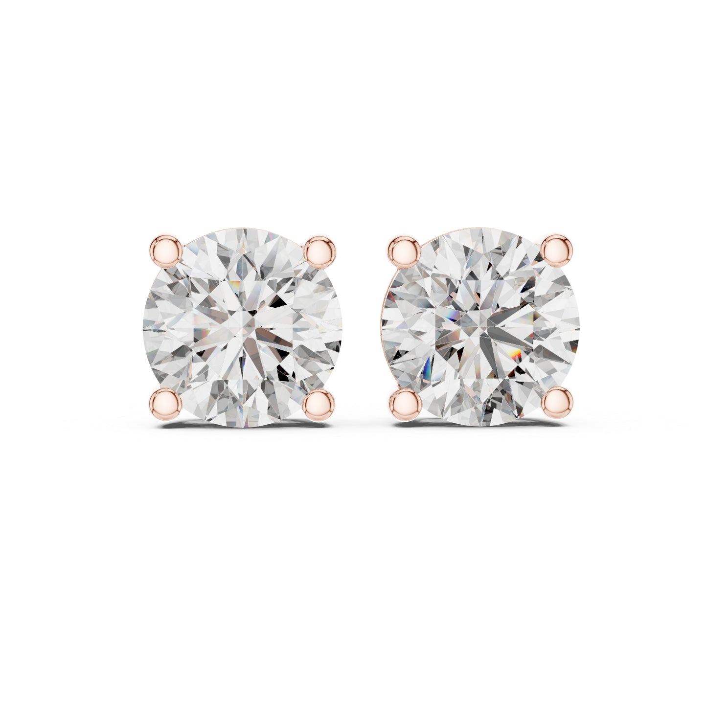 14K Rose Gold Round Lab-Grown Diamond Earrings for Women | PureCarat