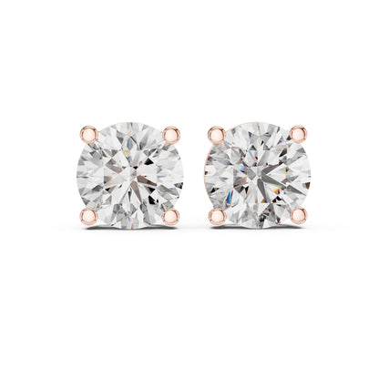 14K Rose Gold Round Lab-Grown Diamond Earrings for Women | PureCarat