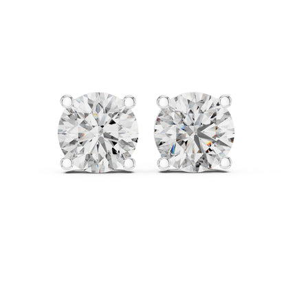 14K Rose Gold Round Lab-Grown Diamond Earrings for Women | PureCarat
