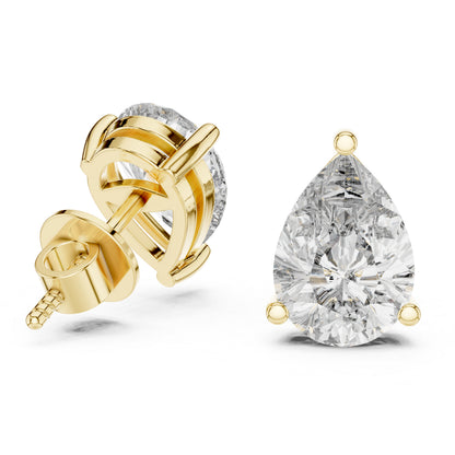 PureCarat 14K White Gold Pear Lab-Grown Diamond Earrings for Women