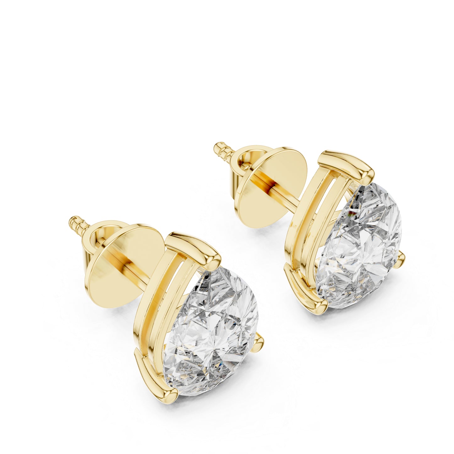 PureCarat 14K White Gold Pear Lab-Grown Diamond Earrings for Women