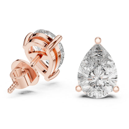 PureCarat 14K White Gold Pear Lab-Grown Diamond Earrings for Women