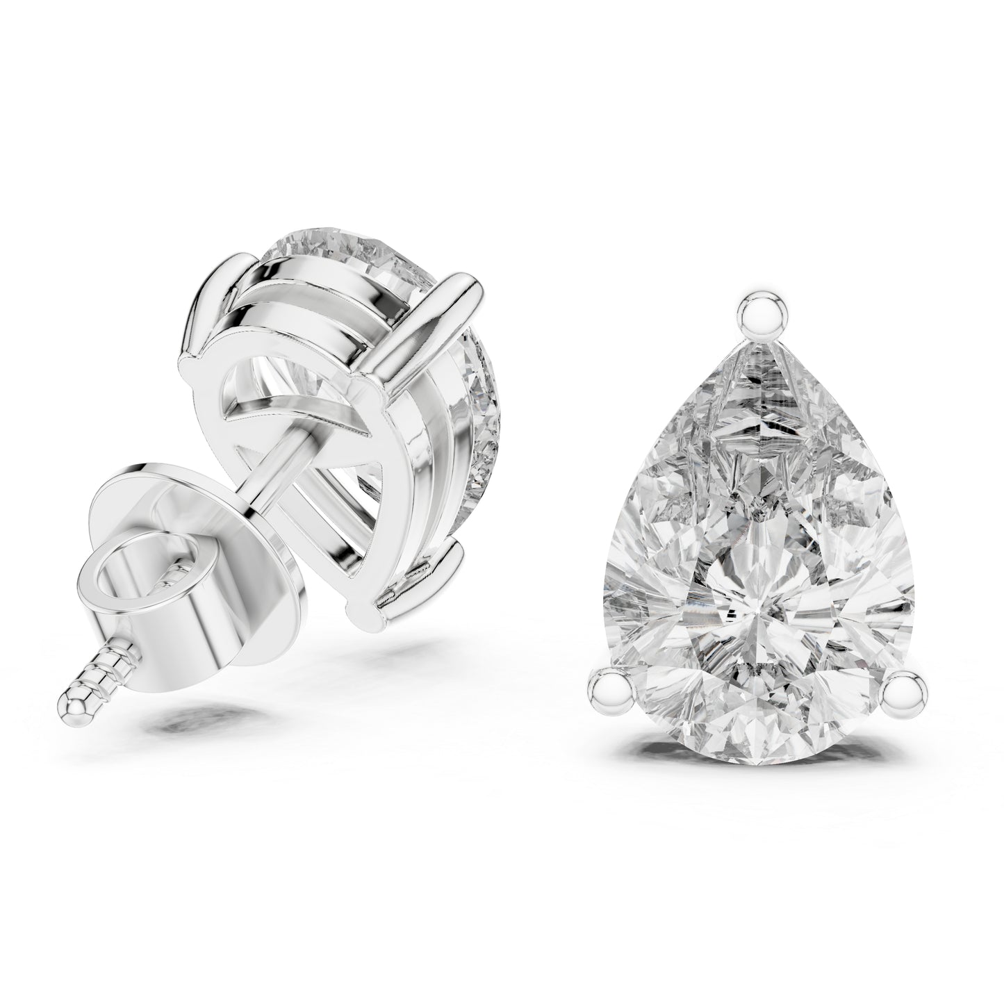 PureCarat 14K White Gold Pear Lab-Grown Diamond Earrings for Women