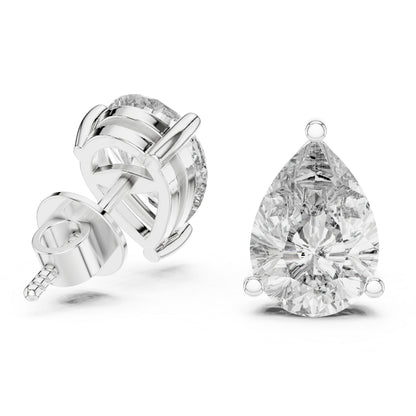 PureCarat 14K White Gold Pear Lab-Grown Diamond Earrings for Women