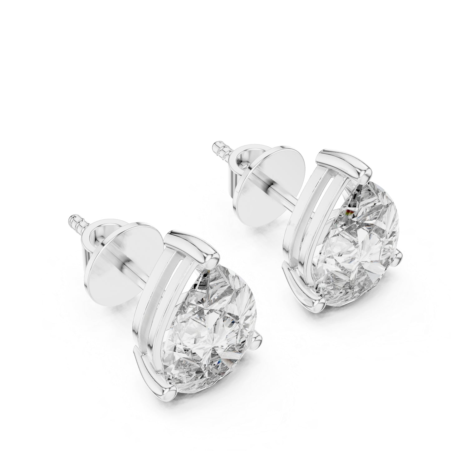 PureCarat 14K White Gold Pear Lab-Grown Diamond Earrings for Women