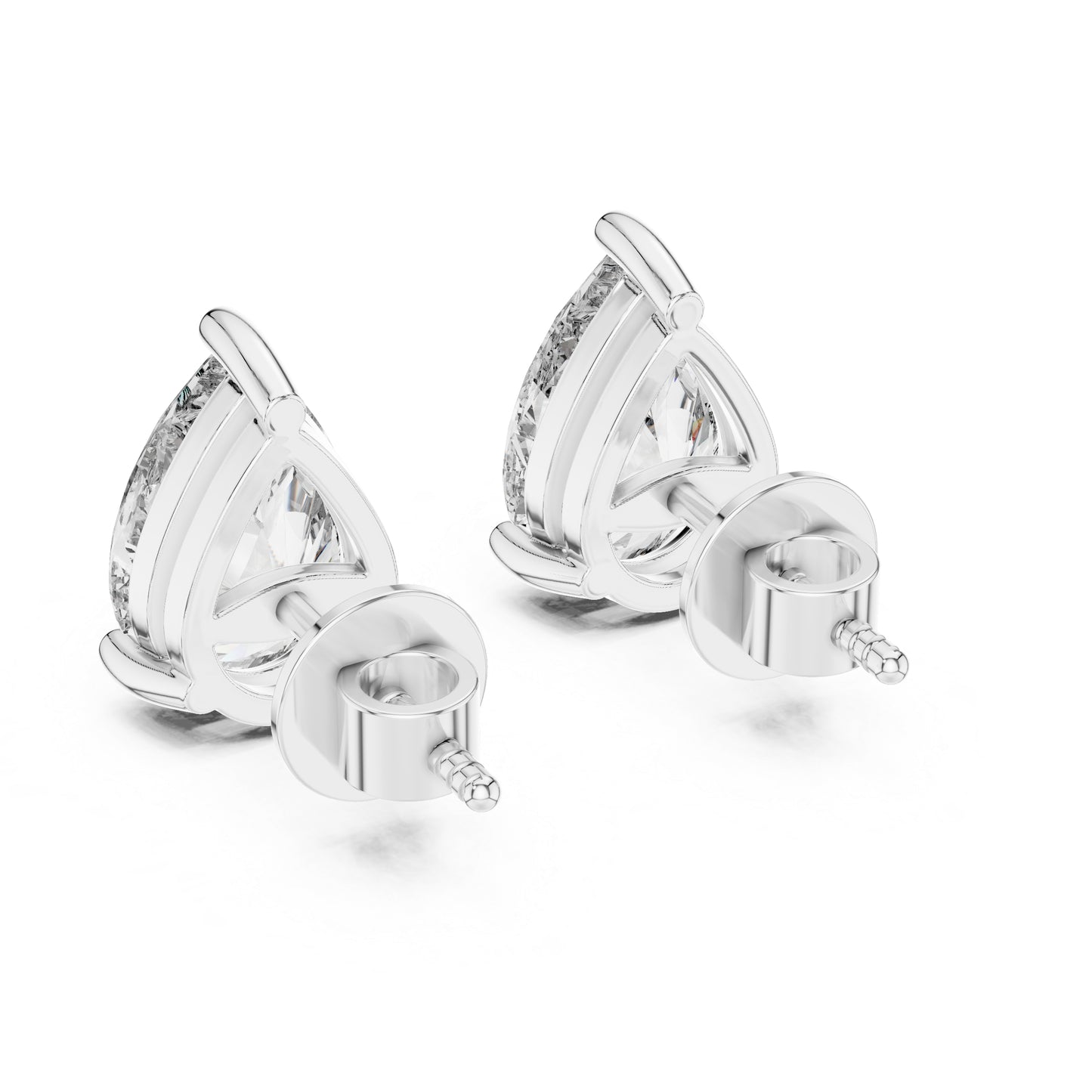 PureCarat 14K White Gold Pear Lab-Grown Diamond Earrings for Women