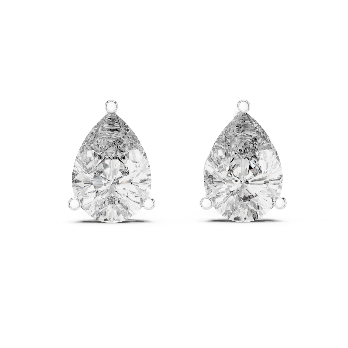 PureCarat 14K White Gold Pear Lab-Grown Diamond Earrings for Women