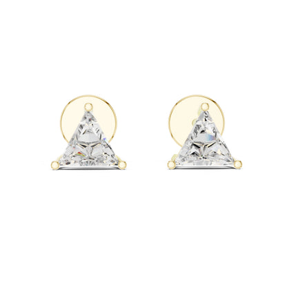 14K White Gold Triangle Lab-Grown Diamond Stud Earrings | PureCarat
