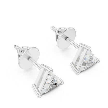 14K White Gold Triangle Lab-Grown Diamond Stud Earrings | PureCarat