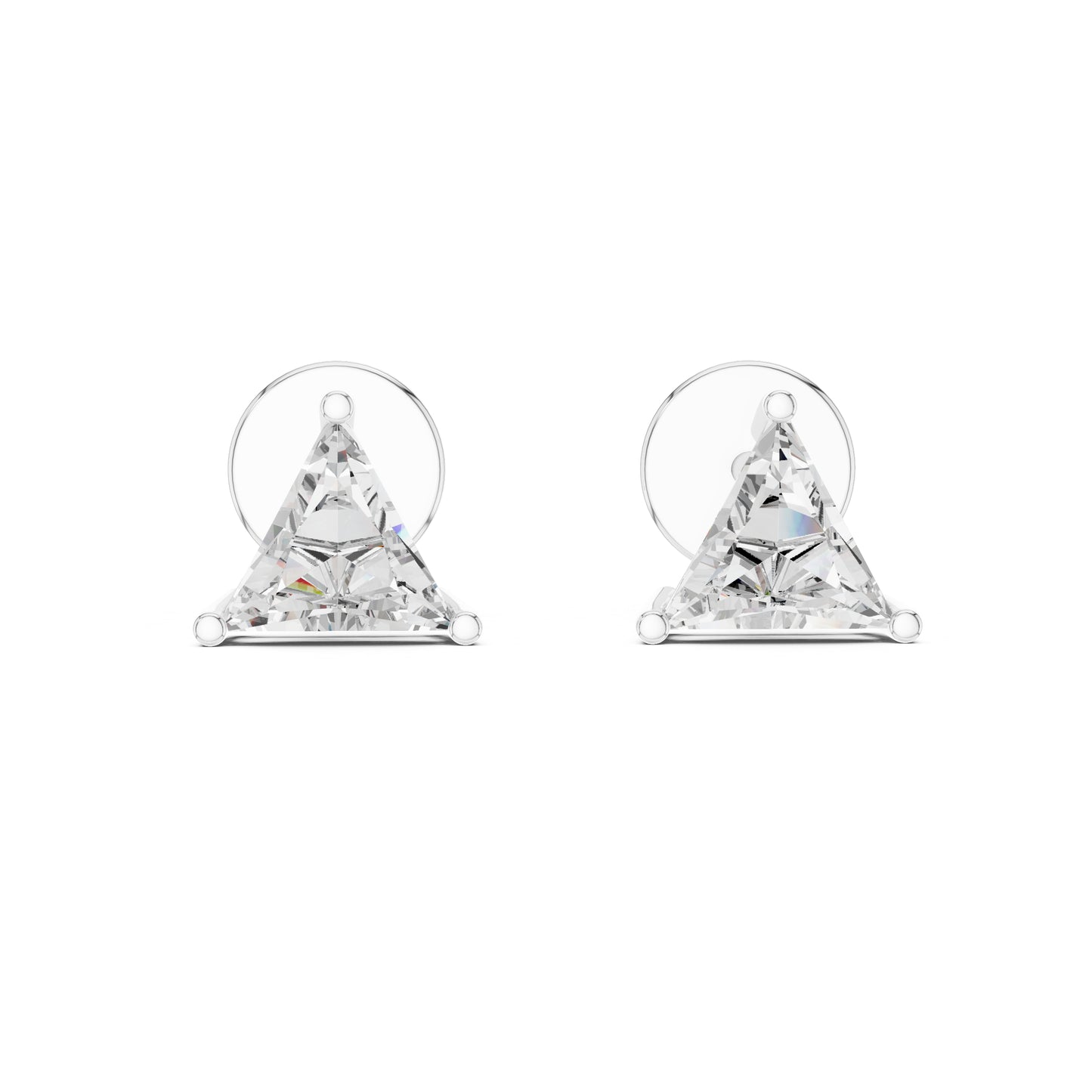 14K White Gold Triangle Lab-Grown Diamond Stud Earrings | PureCarat