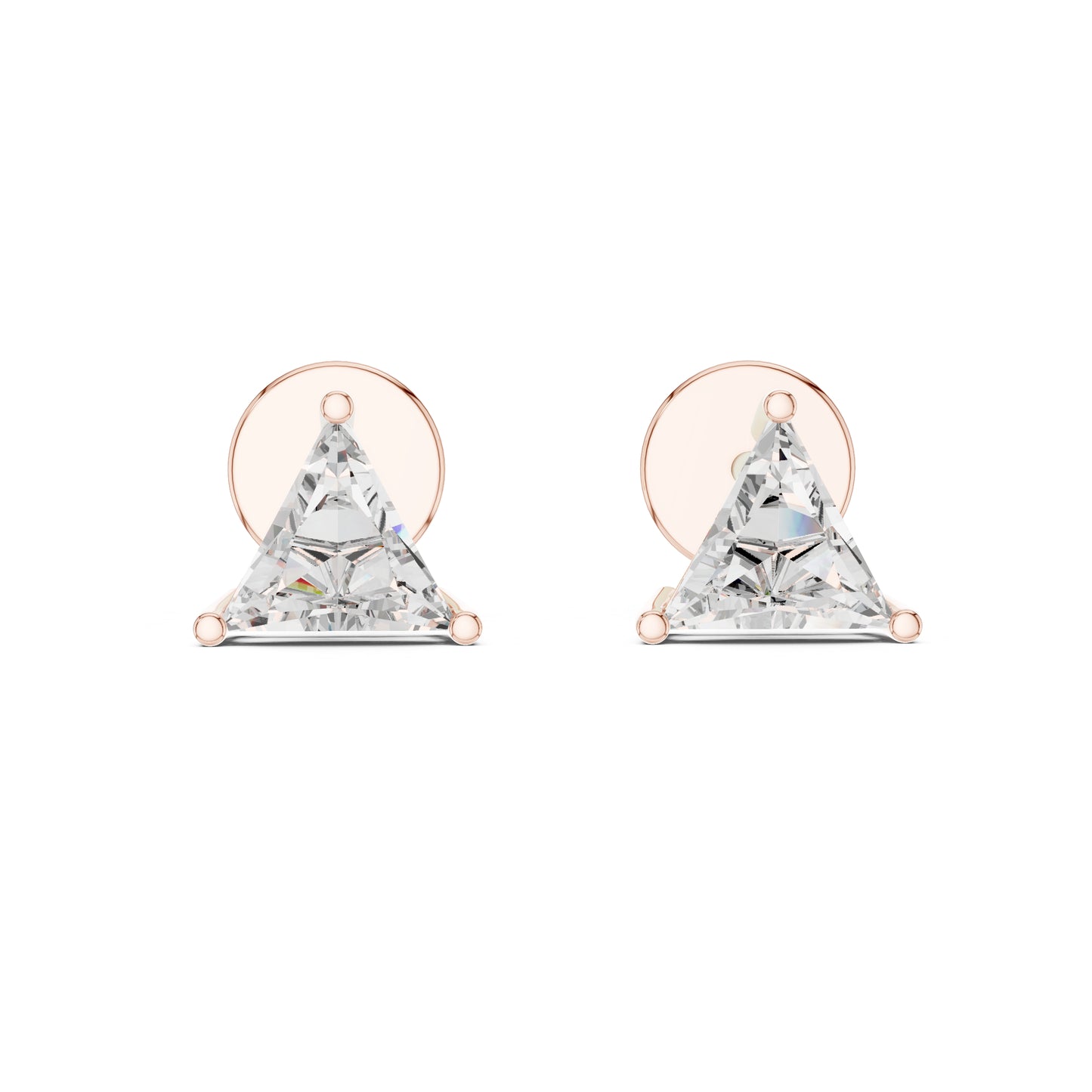 14K White Gold Triangle Lab-Grown Diamond Stud Earrings | PureCarat