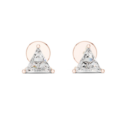 14K White Gold Triangle Lab-Grown Diamond Stud Earrings | PureCarat