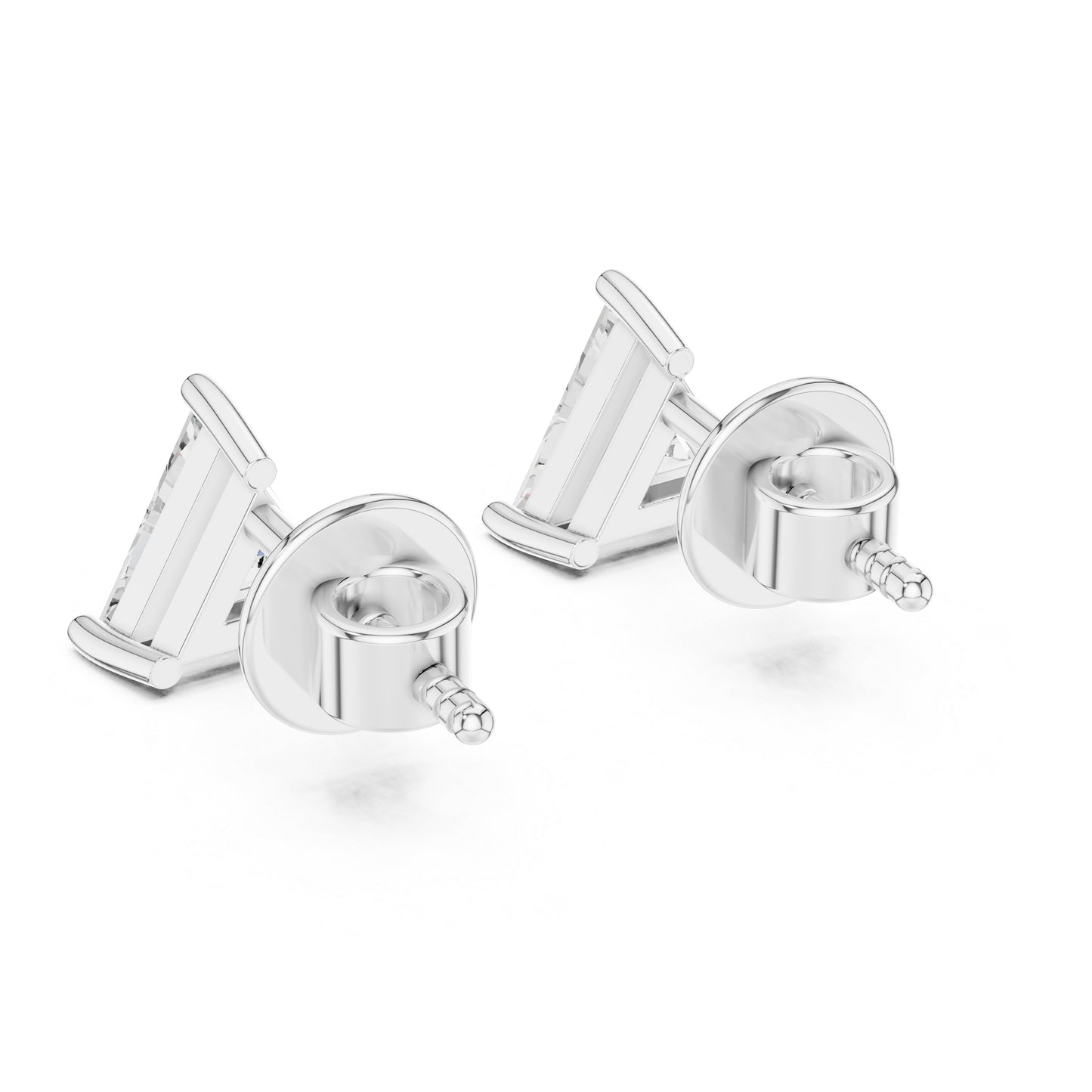 14K White Gold Triangle Lab-Grown Diamond Stud Earrings | PureCarat