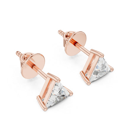 14K White Gold Triangle Lab-Grown Diamond Stud Earrings | PureCarat