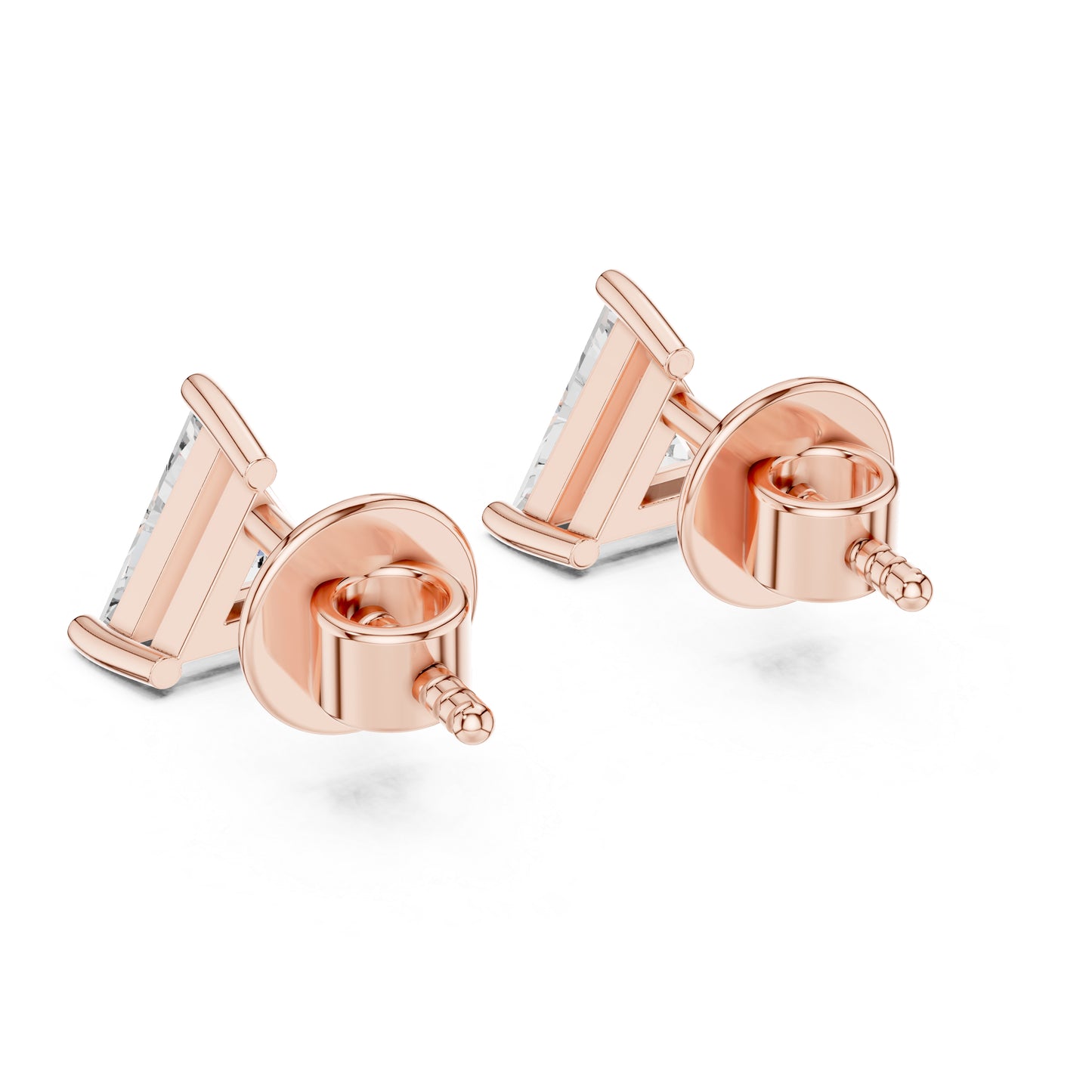 14K White Gold Triangle Lab-Grown Diamond Stud Earrings | PureCarat