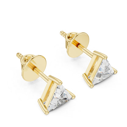 14K White Gold Triangle Lab-Grown Diamond Stud Earrings | PureCarat