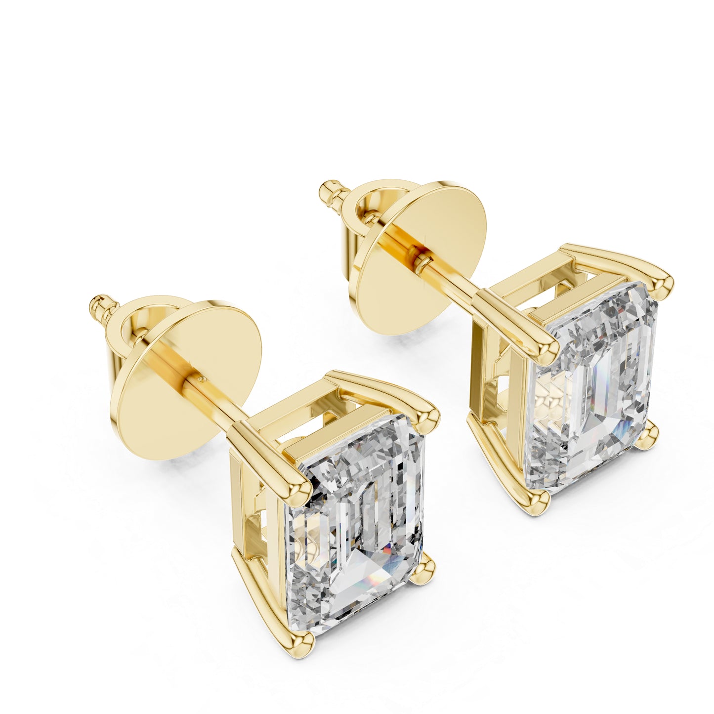 PureCarat Emerald Lab-Grown Diamond Stud Earrings in 14K Rose Gold