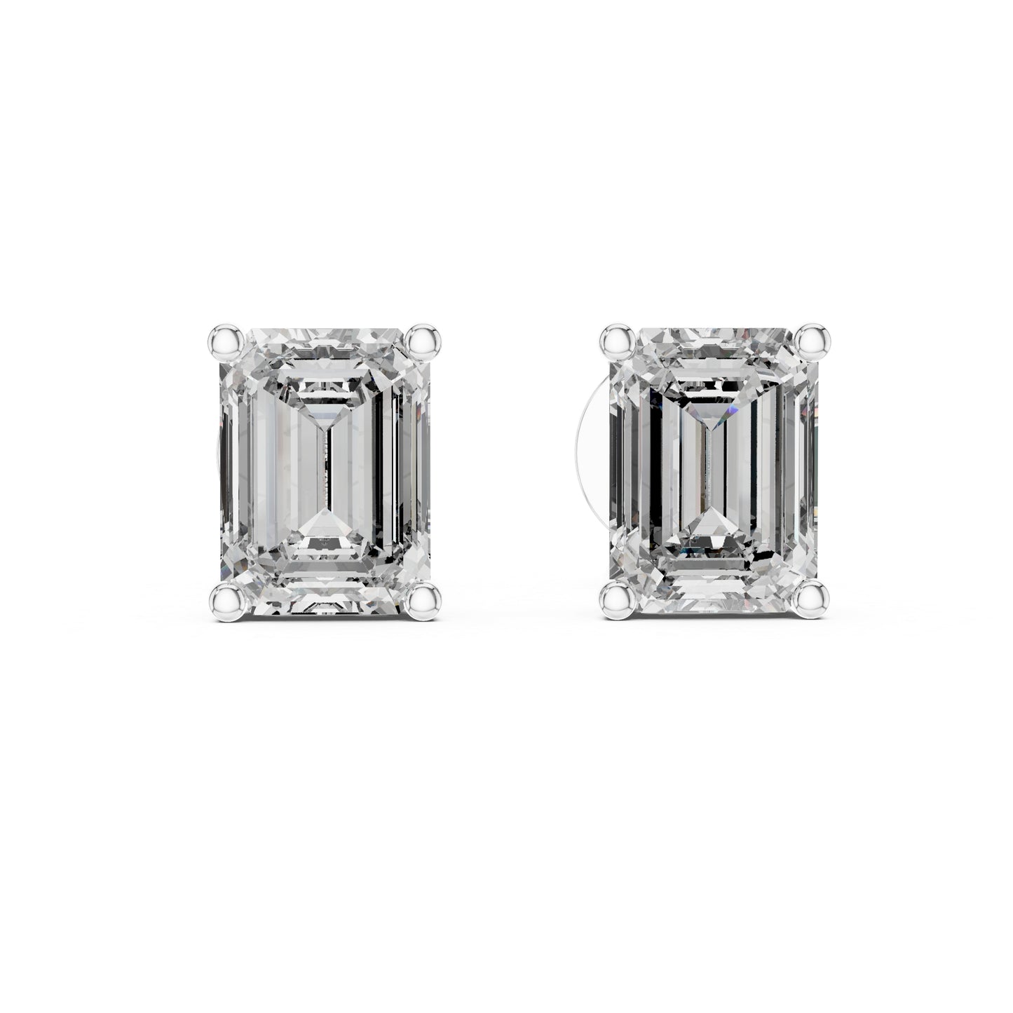 PureCarat Emerald Lab-Grown Diamond Stud Earrings in 14K Rose Gold