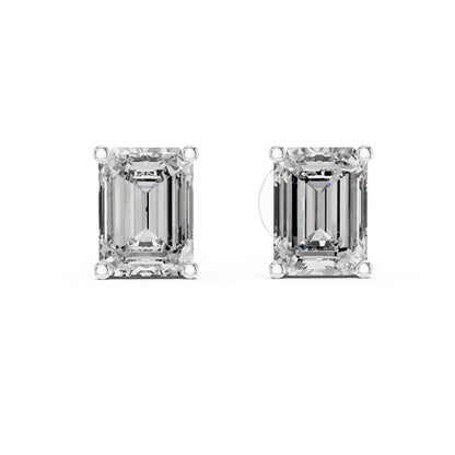 PureCarat Emerald Lab-Grown Diamond Stud Earrings in 14K Rose Gold