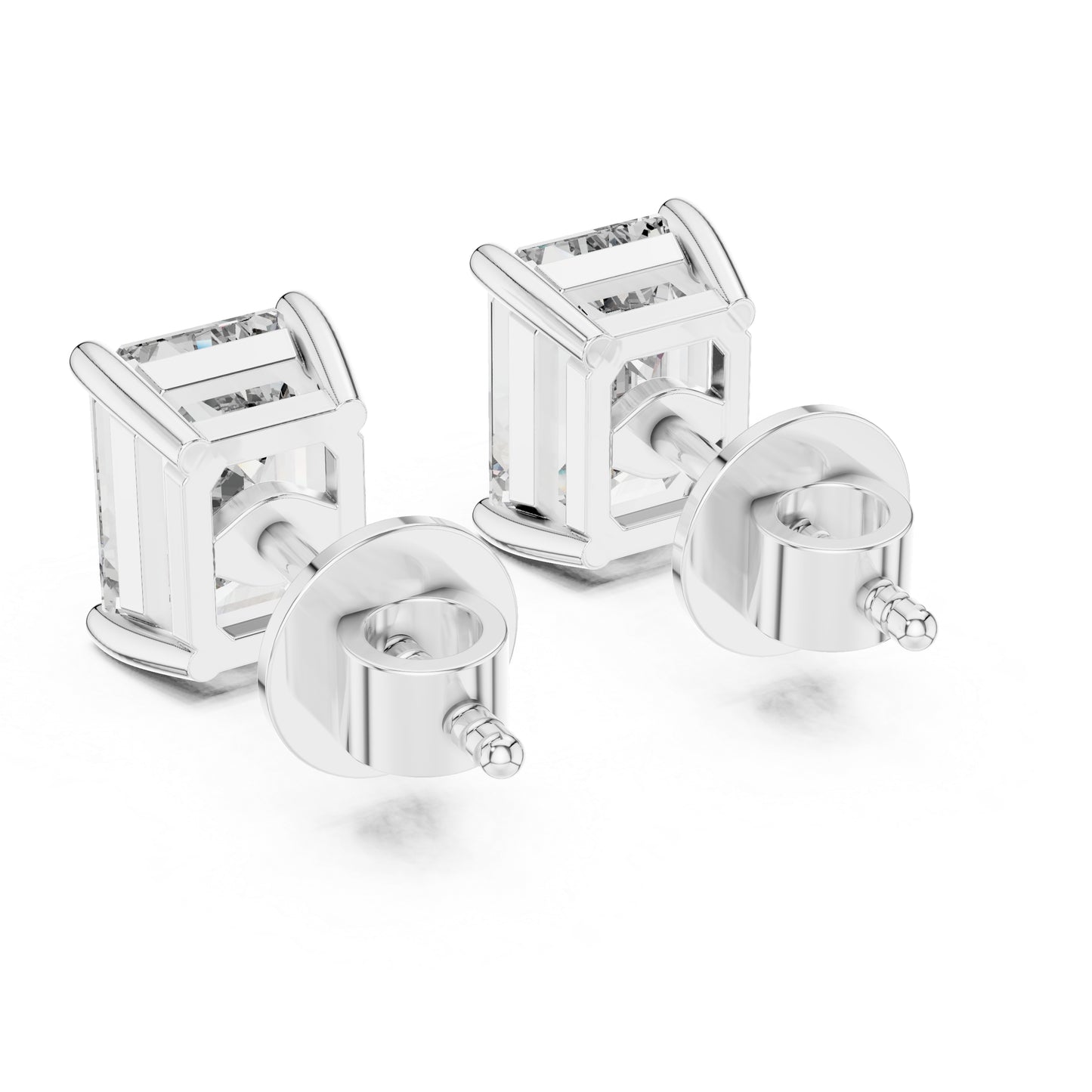 PureCarat Emerald Lab-Grown Diamond Stud Earrings in 14K Rose Gold