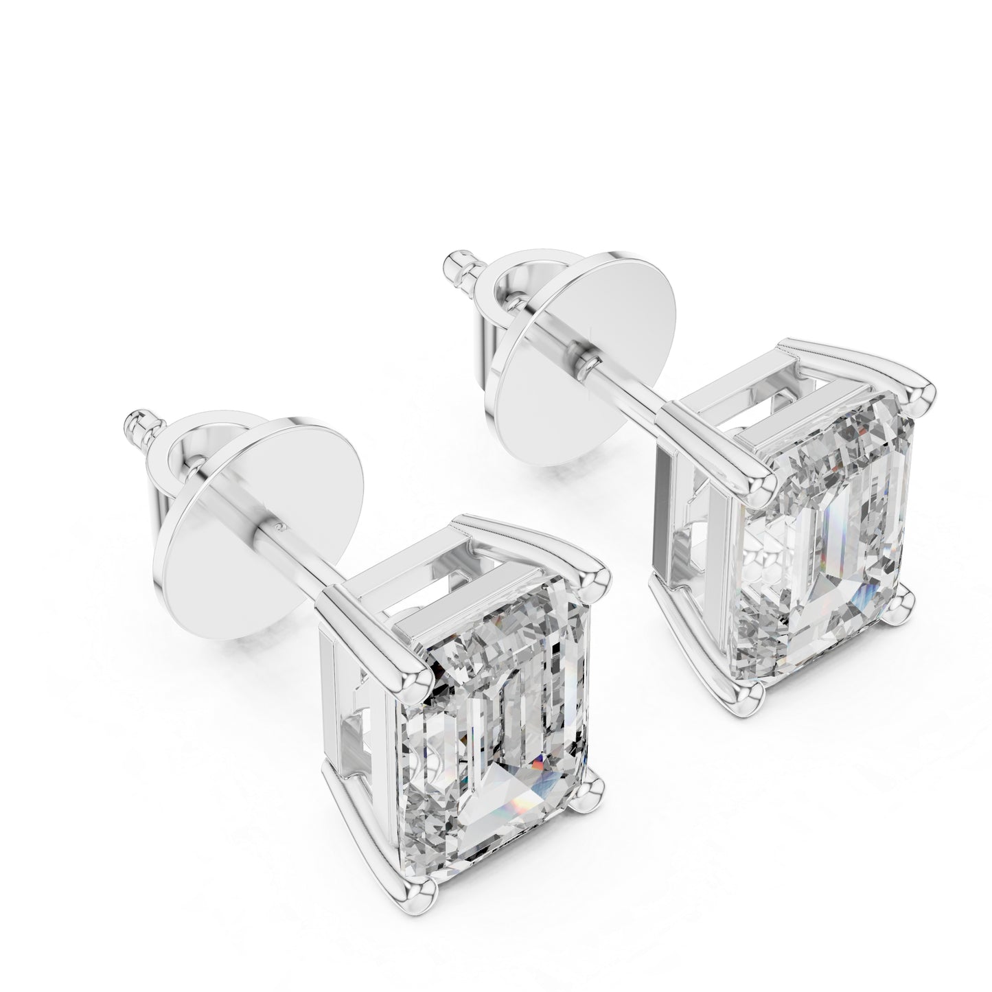 PureCarat Emerald Lab-Grown Diamond Stud Earrings in 14K Rose Gold