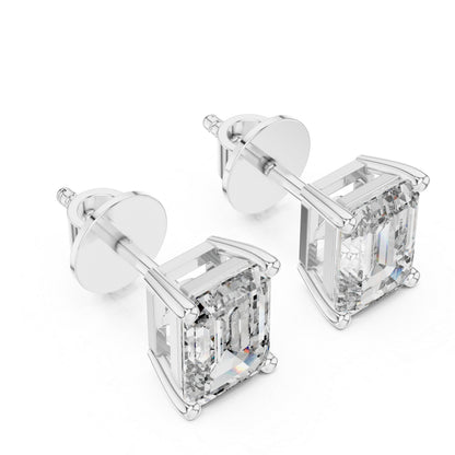PureCarat Emerald Lab-Grown Diamond Stud Earrings in 14K Rose Gold