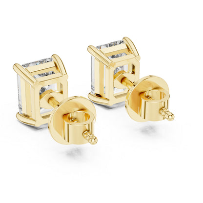 PureCarat Emerald Lab-Grown Diamond Stud Earrings in 14K Rose Gold