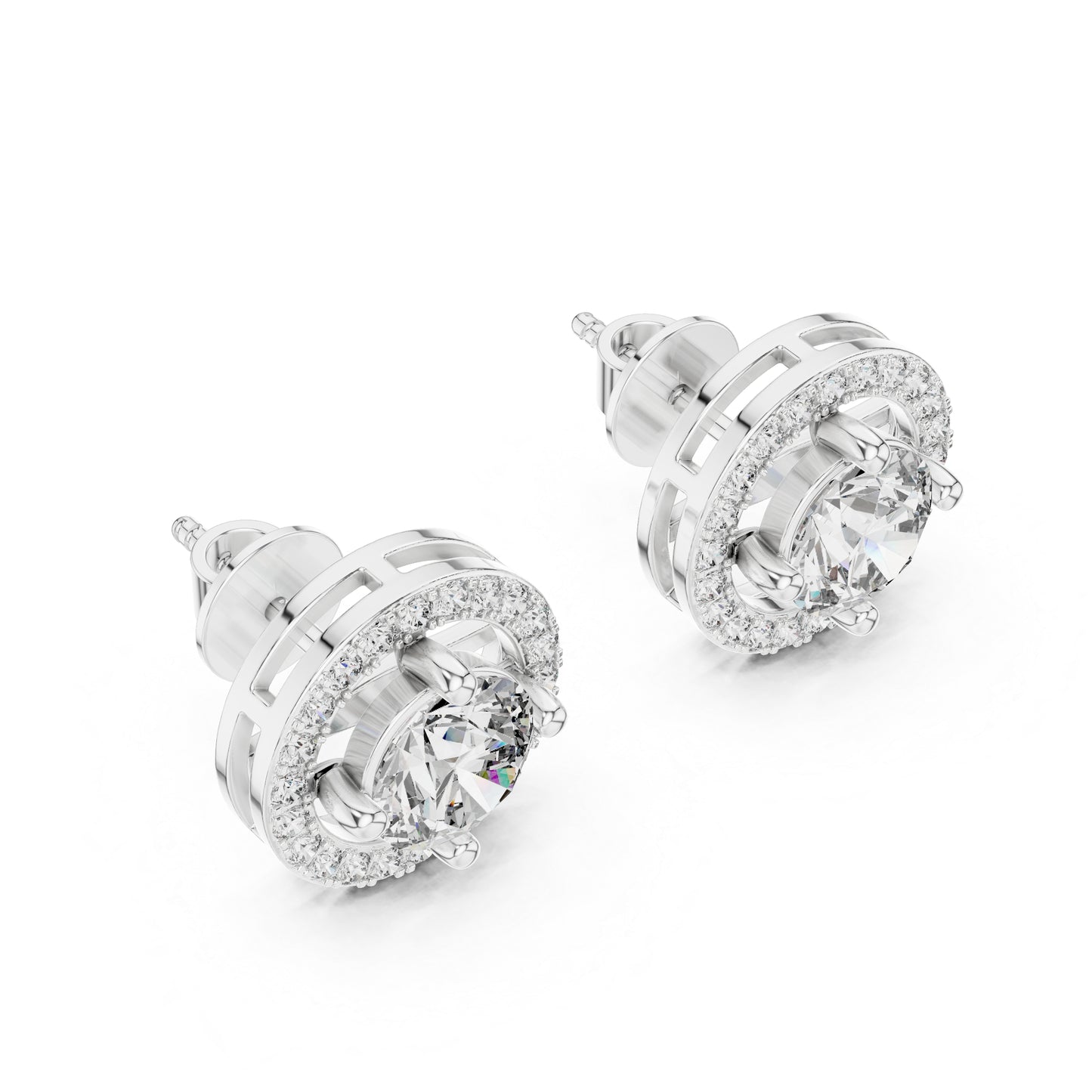 18K White Gold Round Lab-Grown Diamond Drop Earrings | PureCarat