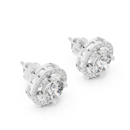 18K White Gold Round Lab-Grown Diamond Drop Earrings | PureCarat