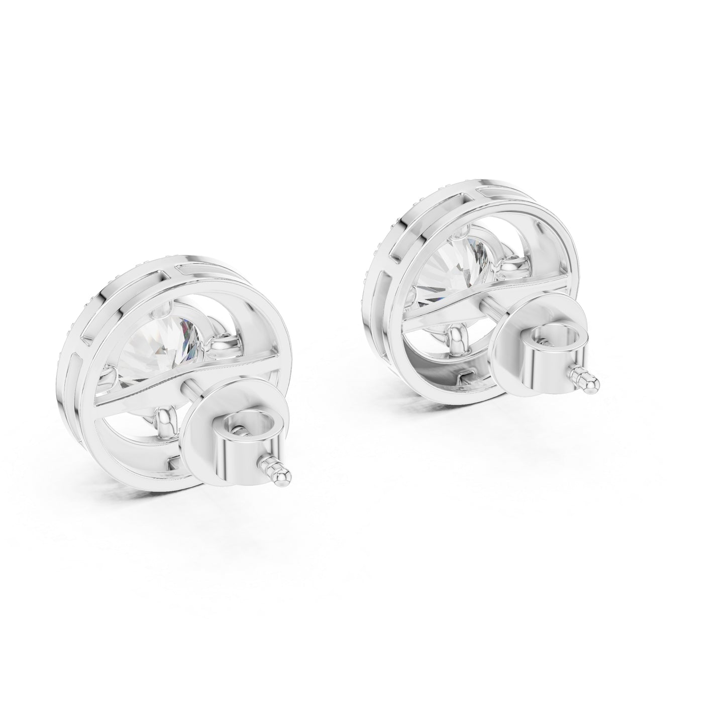 18K White Gold Round Lab-Grown Diamond Drop Earrings | PureCarat