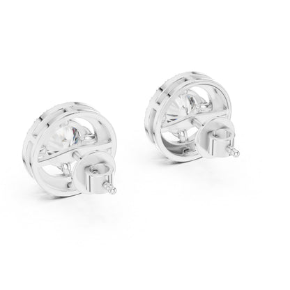 18K White Gold Round Lab-Grown Diamond Drop Earrings | PureCarat