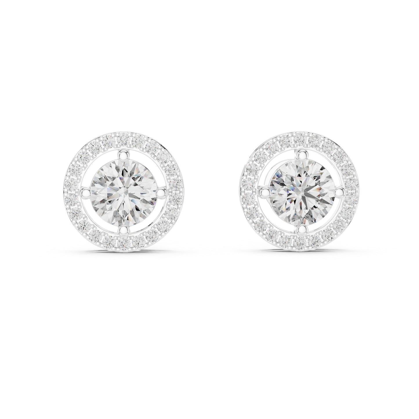 18K White Gold Round Lab-Grown Diamond Drop Earrings | PureCarat