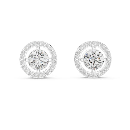 18K White Gold Round Lab-Grown Diamond Drop Earrings | PureCarat