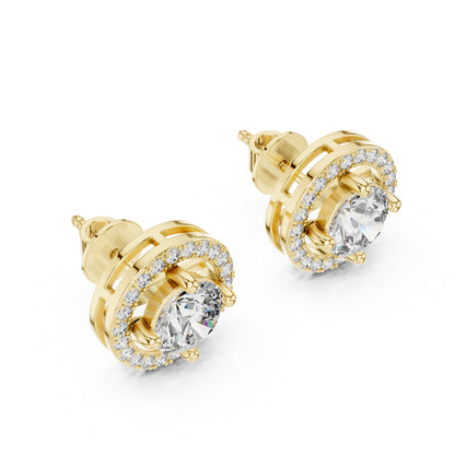 18K White Gold Round Lab-Grown Diamond Drop Earrings | PureCarat