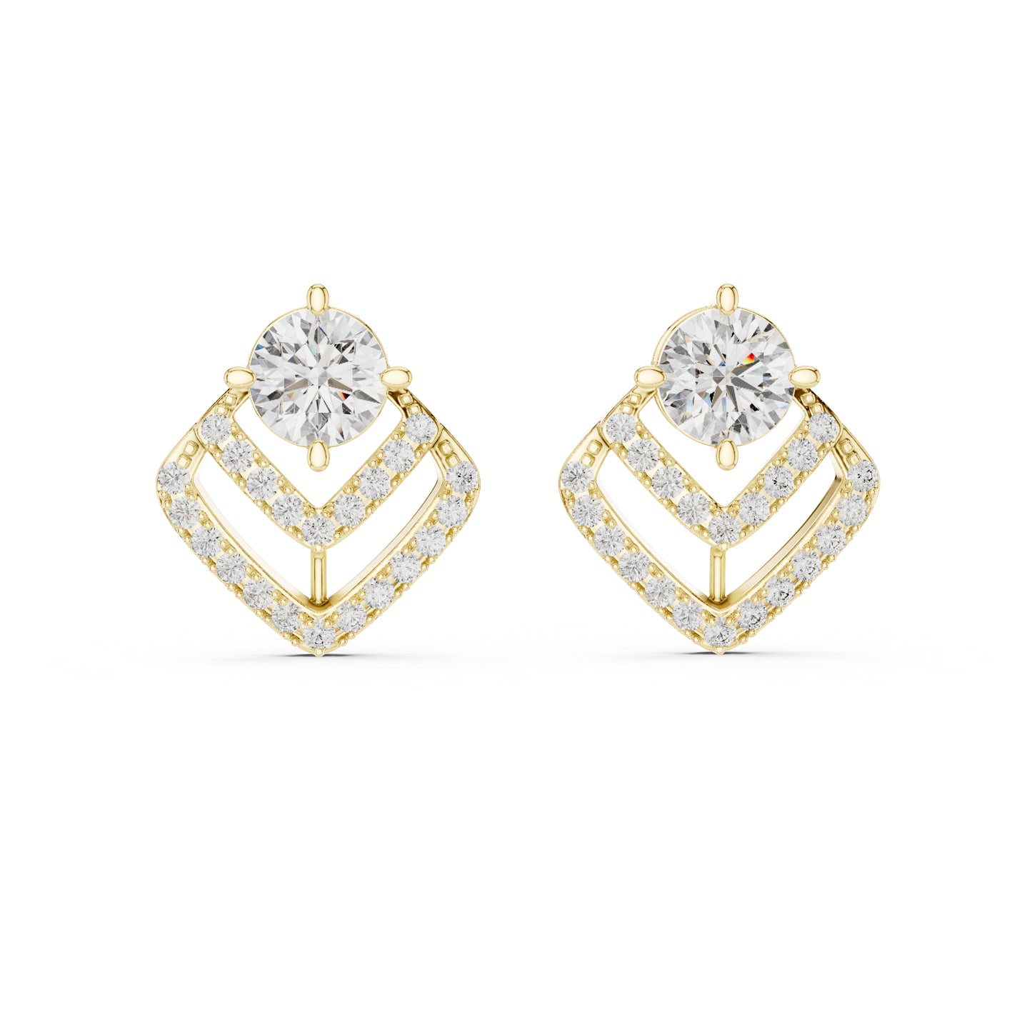 Everyday Wear Round Lab-Grown Diamond Earrings in 14K Yellow Gold